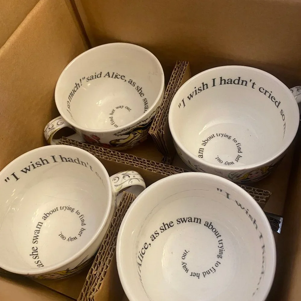 Paul Cardew "Alice in Wonderland" Coffee cup and saucer- set of four - Picture 10 of 14